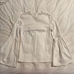 MLM White Bell Sleeve Blouse with Mandarin Collar